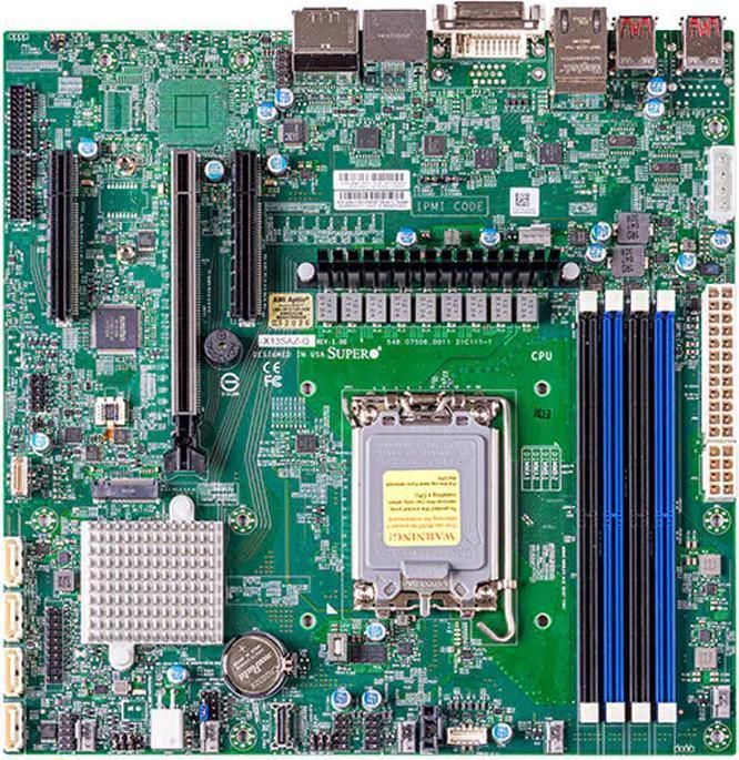 Supermicro MBD-X13SAZ-Q-B Motherboard for Intel Core 12th Gen, Q670E, with SATA, 2x2.5GbE, M.2 Slots - Bulk Packaging