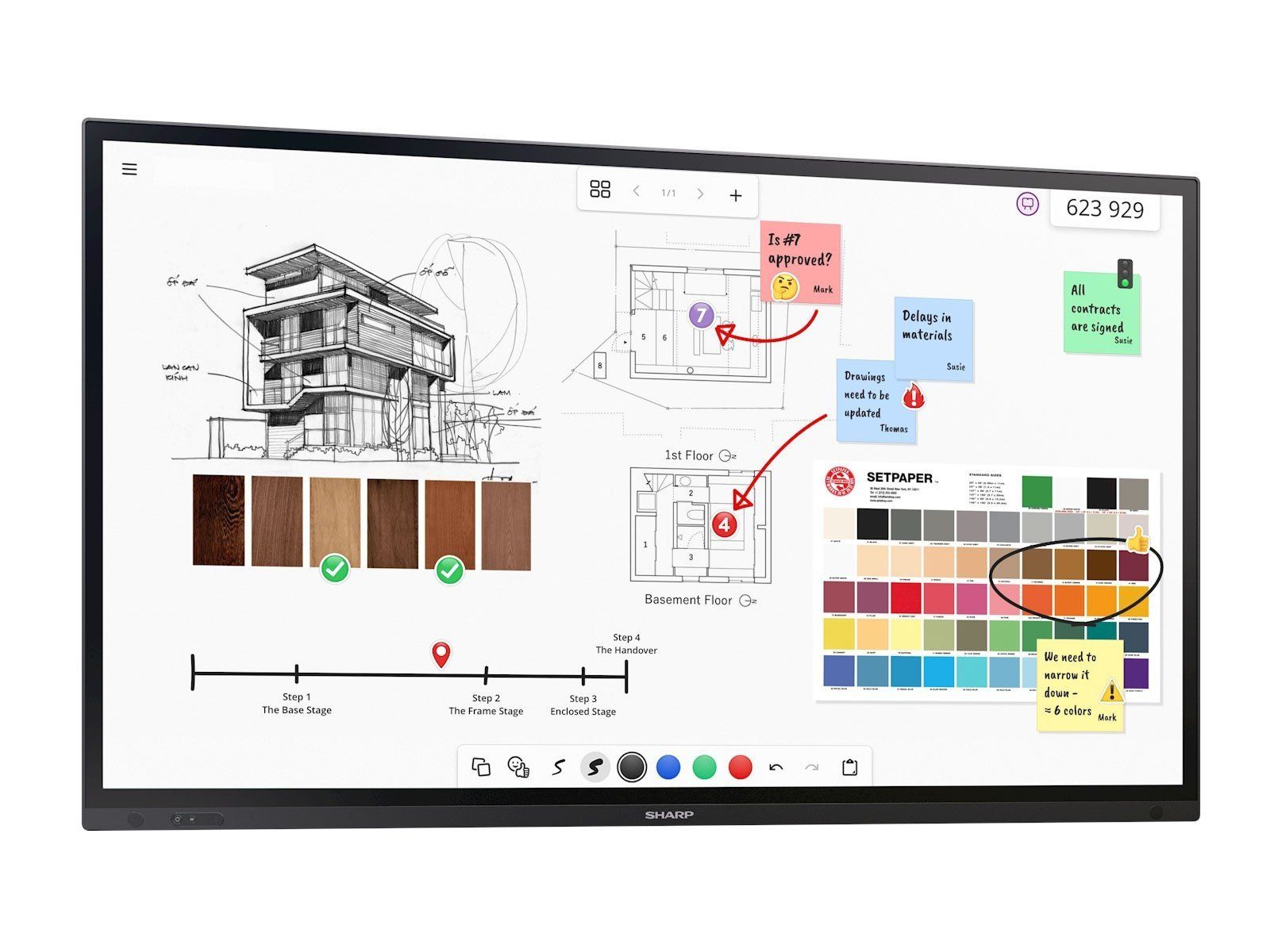 Sharp PN-LA752 Panou informare digital de perete 190,5 cm (75 ) LCD 500 cd/m² 4K Ultra HD Negru Ecran tactil 24/7