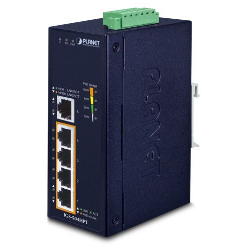 PLANET IGS-504HPT switch-uri Fara management L2 Gigabit Ethernet (10/100/1000) Power over Ethernet (PoE) Suport Albastru