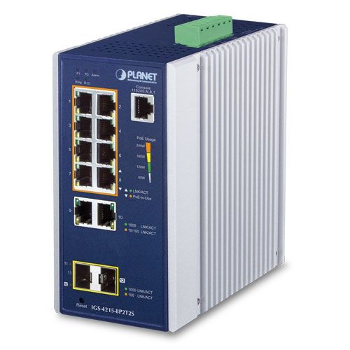 PLANET IGS-4215-8P2T2S switch-uri Gestionate L2/L4 Gigabit Ethernet (10/100/1000) Power over Ethernet (PoE) Suport Albastru, Argint