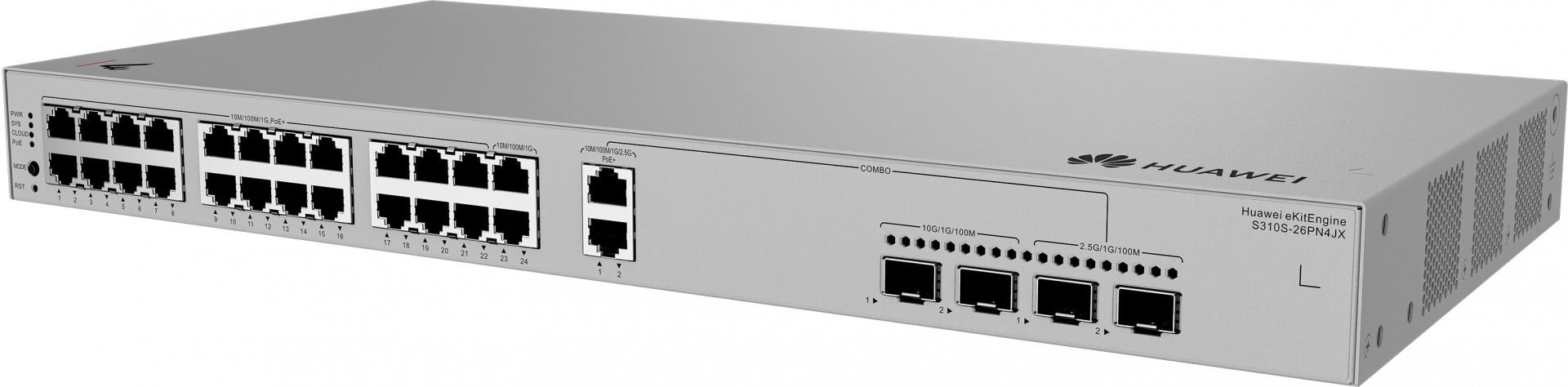 HUAWEI eKit S310S Series S310S-26PN4JX Gestionate L2+ Gigabit Ethernet (10/100/1000) Power over Ethernet (PoE) Suport 1U Gri