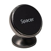 SUPORT auto magnetic SPACER pt. SmartPhone, cu articulatie sferica din alia si fixare prin adeziv, Magnetic, 4 SuperMagneti N50,rotire 360 grade, negru,  SPCH-MAG-FIX-03 