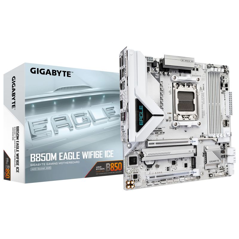 Placa de Baza GIGABYTE B850M EAGLE WIFI6E ICE AM5, 4x DDR5, 1x HDMI 2x DP, 1x PCIE 5.0 x16 1x PCIE 3.0 x16, 2x M.2, 4x SATA 6GB/s, mATX