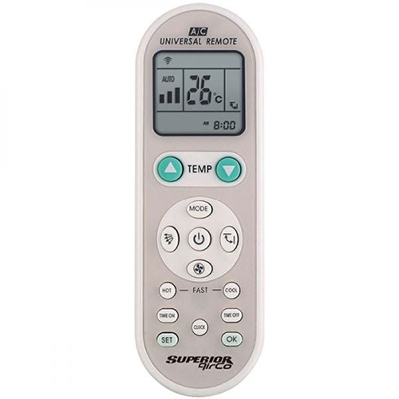 TELECOMANDA UNIVERSALA Superior, compatibila cu majoritatea modelelor de aer conditionat aflate pe piata, display luminat, bateriile (2 x AAA) nu sunt incluse, alb  SUPCU002  (timbru verde 0.18 lei)