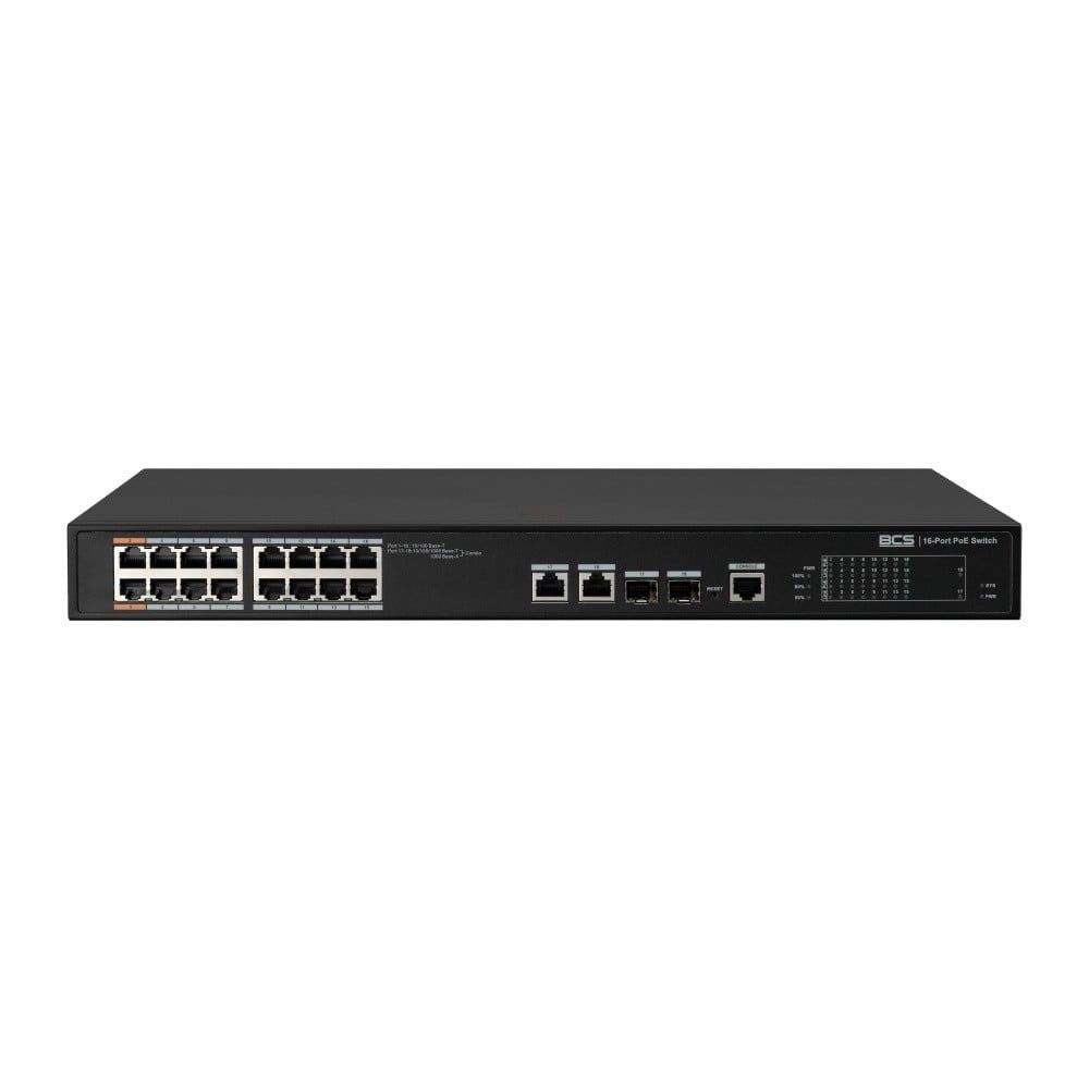 BCS BCS-L-SP1602G-2SFP-M(2) Switch PoE Gestionat cu 16 Porturi și Tehnologie exPoE 240W