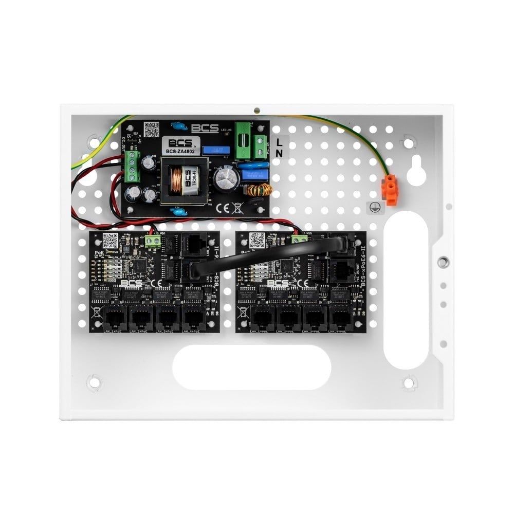 BCS BCS-IP8/E-S Set de alimentare PoE pentru camere IP, carcasă internă, pentru max. 9 receptoare