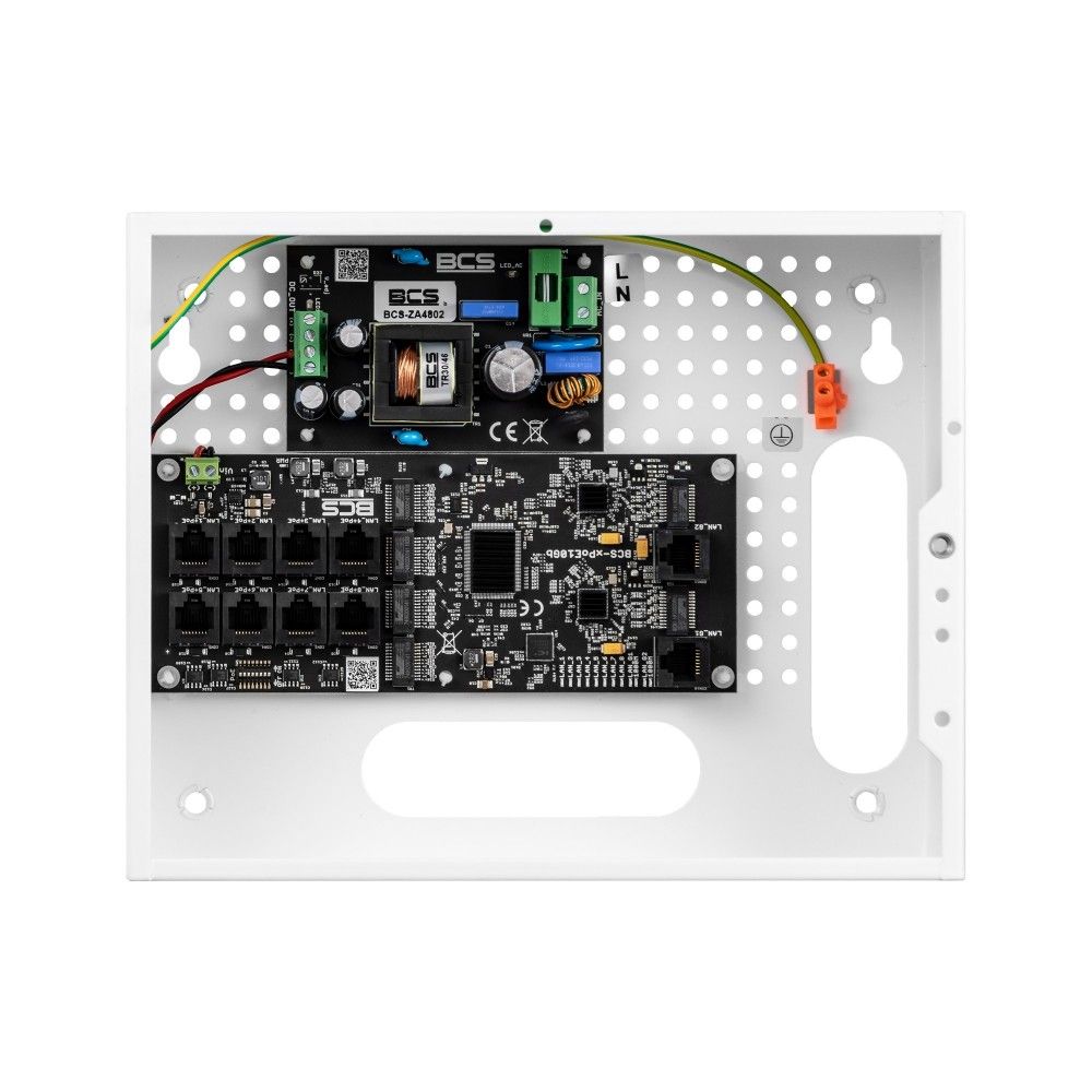 Set de alimentare PoE BCS BCS-IP8Gb/E-S/E pentru camere IP, pentru până la 8 receptoare