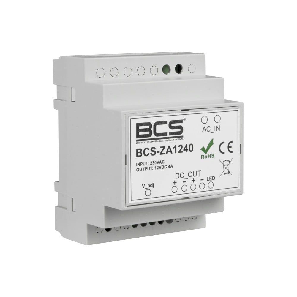 BCS BCS-ZA1240 Surse de alimentare 12V 4A cu ajustare pentru șină DIN
