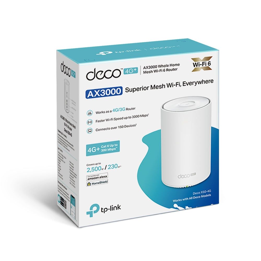 TP-Link Deco X50-4G Bandă dublă (2.4 GHz/ 5 GHz) Wi-Fi 6 (802.11ax) Alb 3 Intern