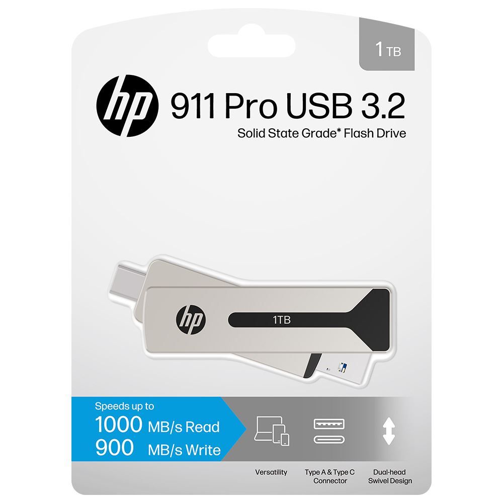 HP USB-C & Typ-A 3.2  1TB  SSD Steel Flash Drive 911Pro