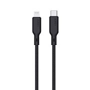 Cablu alimentare si date Aukey, USB Type-C (T) la USB Lighting, 1.2m, 480 Mbps, 87W, braided, negru,  LLTSN1049127  (timbru verde 0.08 lei) -689323787227