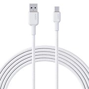 Cablu alimentare si date Aukey, USB Type-C (T) la USB Type-A (T), 1.8m, 480 Mbps, 60W, braided, alb,  LLTSN1041441  (timbru verde 0.08 lei) -689323785896