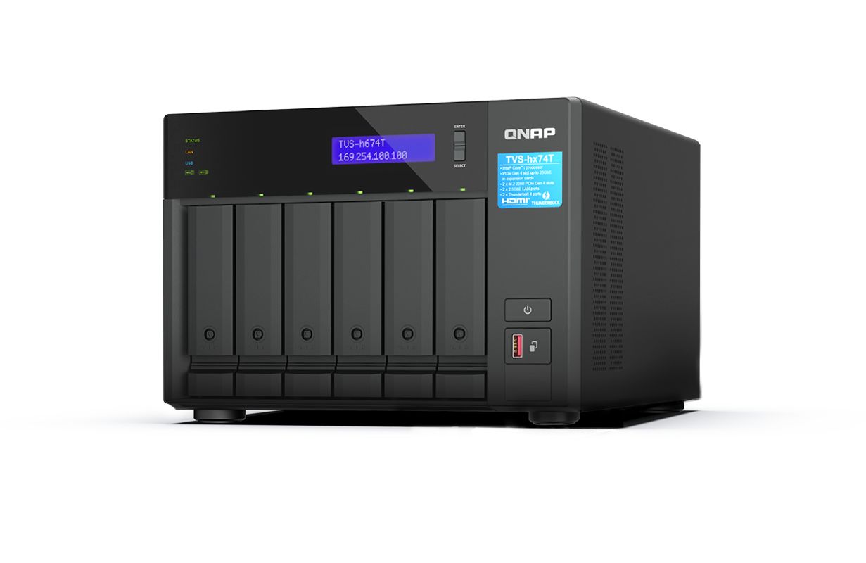 QNAP TVS-H674T-I5-32G NAS & servere de stocare a datelor Tower Intel® Core™ i5 i5-12400 32 Giga Bites DDR4 HDD QNAP QTS Negru