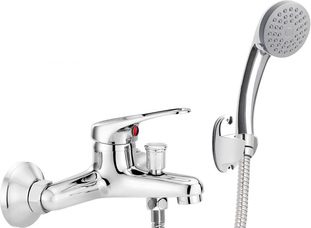 Wall-mounted bathtub mixer with shower set