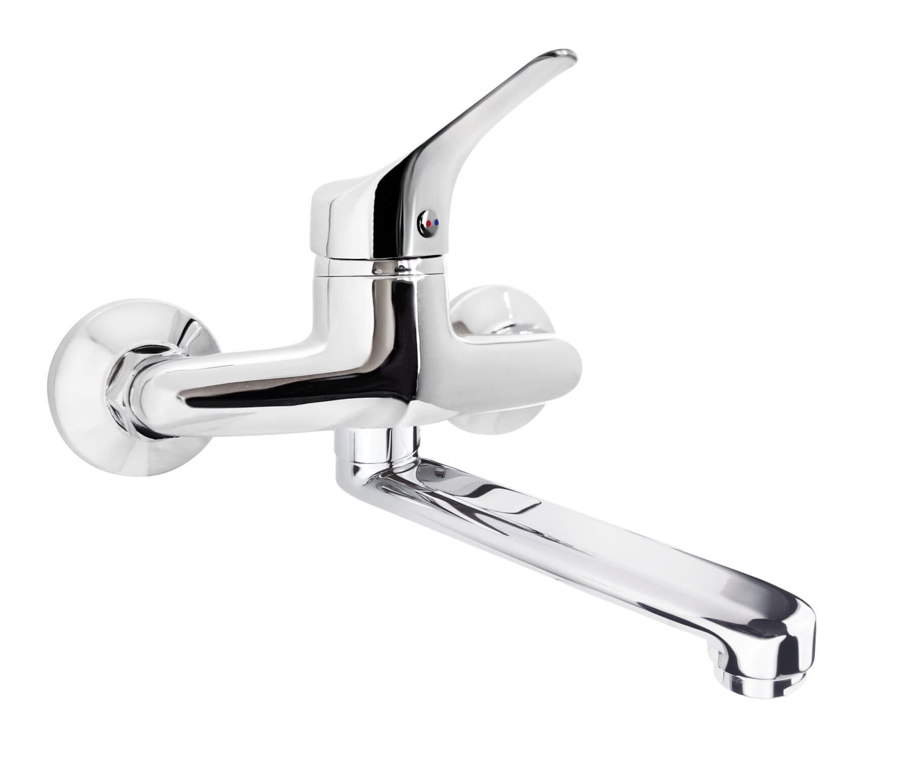 Wall-mounted washbasin mixer