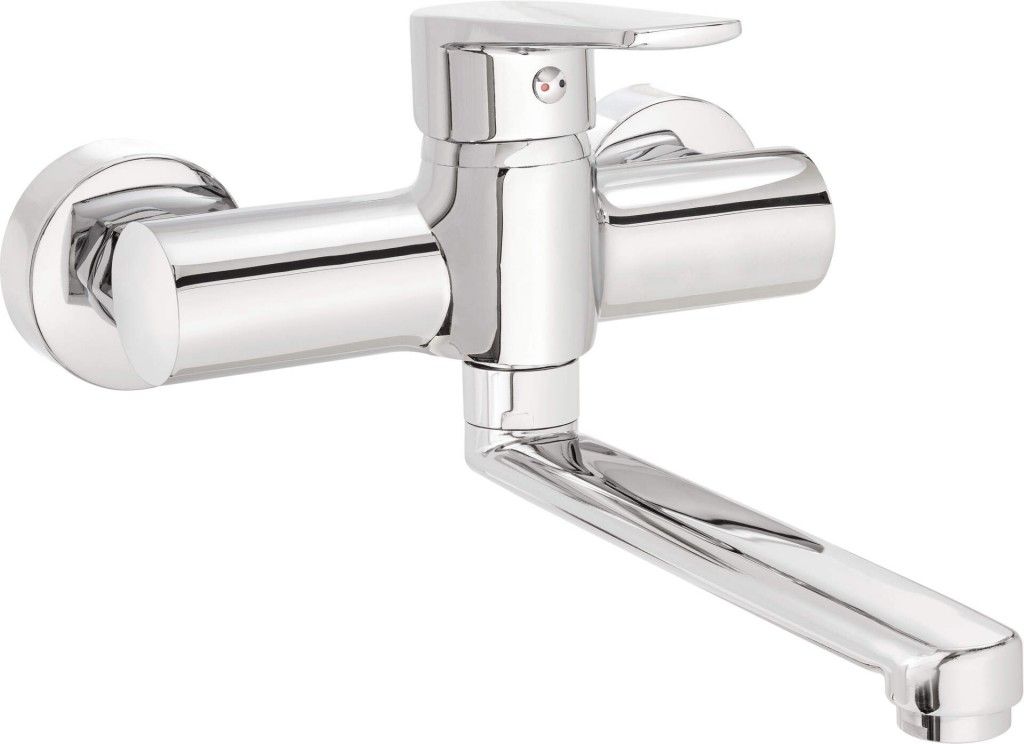 Wall-mounted washbasin mixer