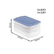 ROTHO Rondo Horizon blue - food storage container - 2 x 0 75l  1 x 1 35l