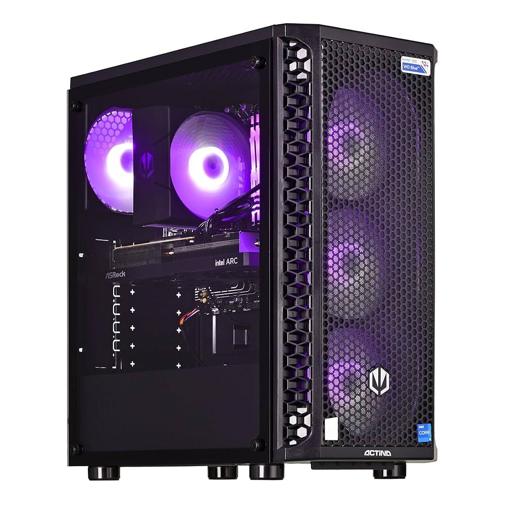 Desktop PC Actina Midi Tower, AMD 5500 (6 C / 12 T, 3.6 GHz - 4.2 GHz), 16 GB RAM, 1 TB SSD, AMD Radeon RX 6600 8 GB, Fara sistem de operare