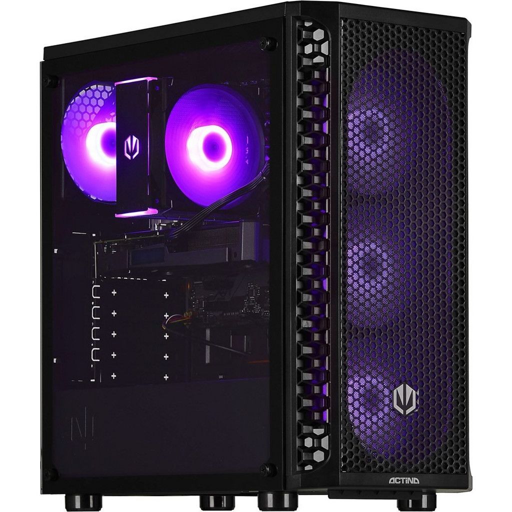 Desktop PC Actina Midi Tower, AMD 9600X (6 C / 12 T, 3.9 GHz - 5.4 GHz), 32 GB RAM, 1 TB SSD, AMD RX 7700 XT 12 GB, Fara sistem de operare