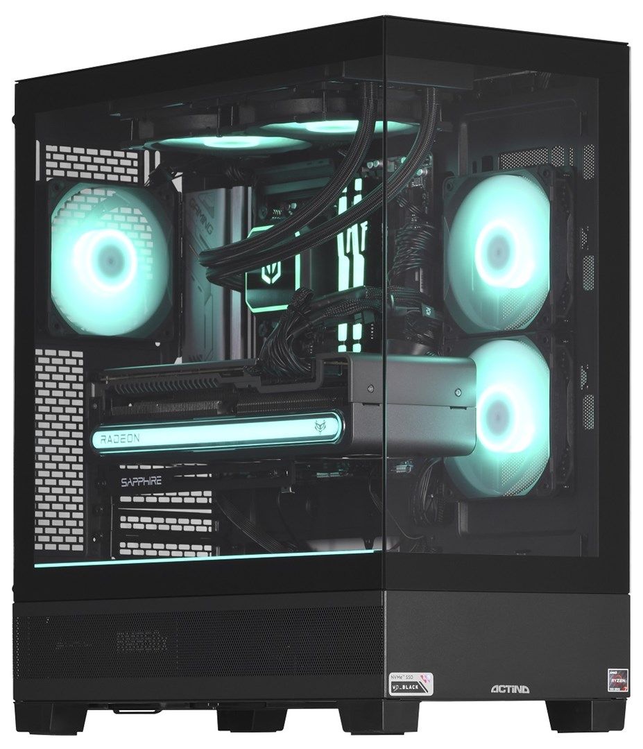 Desktop PC Actina Midi Tower, AMD Ryzen 7 7800X3D (8 C / 16 T, 5.0 GHz), 32 GB RAM, 1 TB SSD, NVIDIA RX 7900 XTX 24 GB, Fara sistem de operare