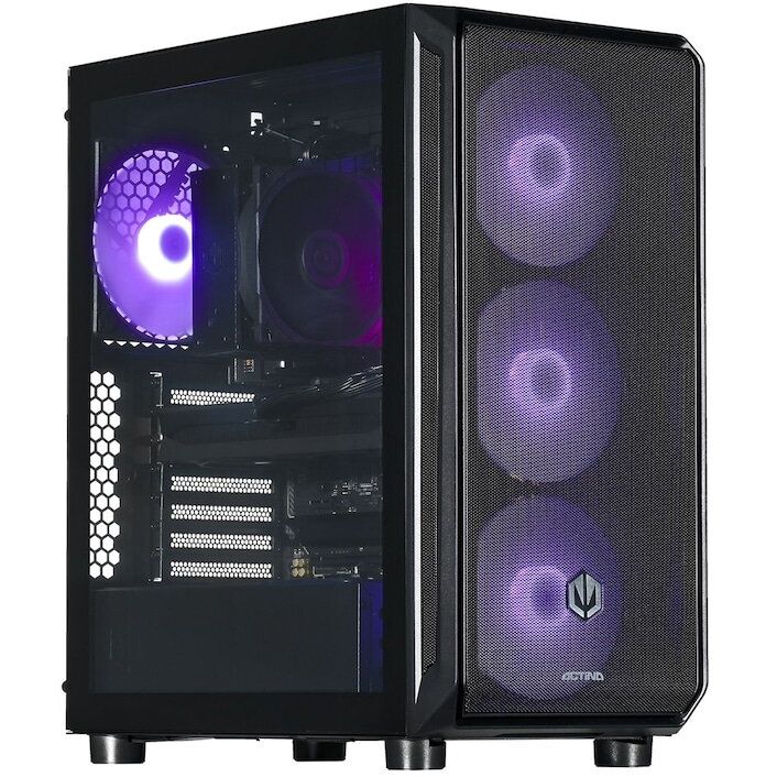 Desktop PC Actina Midi Tower, AMD Ryzen 7 7700X (8 C / 16 T, 4.50 GHz - 5.4 GHz), 32 GB RAM, 2 TB SSD, NVIDIA GeForce RTX 5070 12 GB, Fara sistem de operare