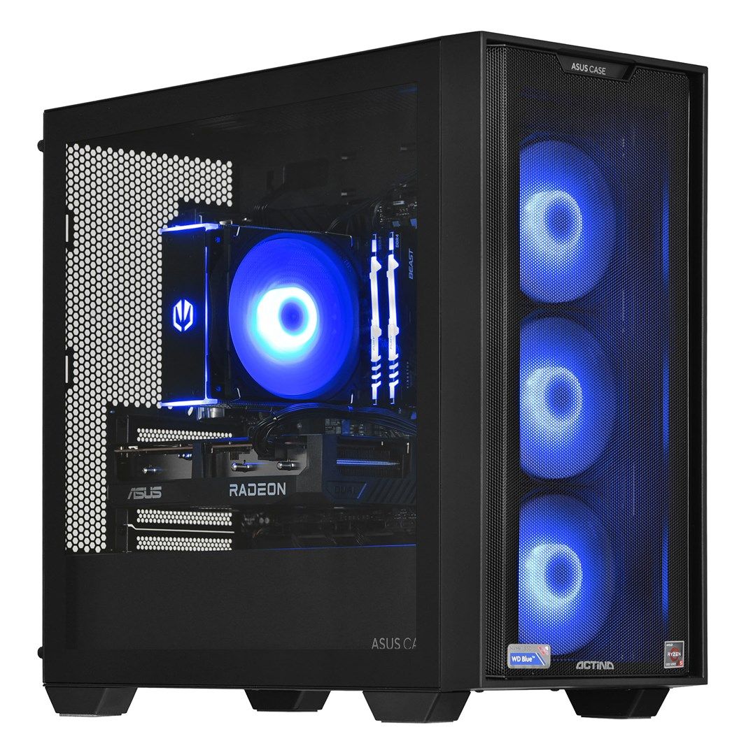 Desktop PC Actina Midi Tower, AMD 5600 (6 C / 12 T, 3.5 GHz - 4.4 GHz), 16 GB RAM, 1 TB SSD, AMD RX 7600 8 GB, Fara sistem de operare