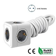 Allocacoc PowerCube power extension 1.5 m 5 AC outlet(s) Indoor Red  White