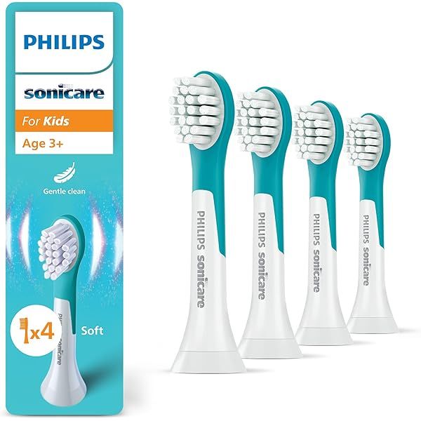 Rezerve PHILIPS Sonicare Kids Compact HX6034/90, Pachet de 4 capete de periere, Standard, Click-on, L x A x I (mm) 60x25.7x230.5