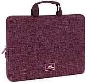 RIVACASE Anvik 13.3  laptop sleeve  red/maroon  with handle  waterproof material  plush interior  back pocket for smartphone  business cards  accessories