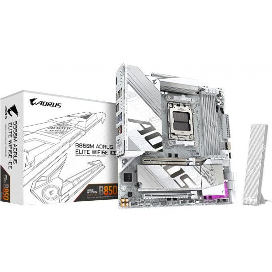 GIGABYTE B850M AORUS ELITE WIFI6E ICE Motherboard- AMD Ryzen 9000 Series CPUs