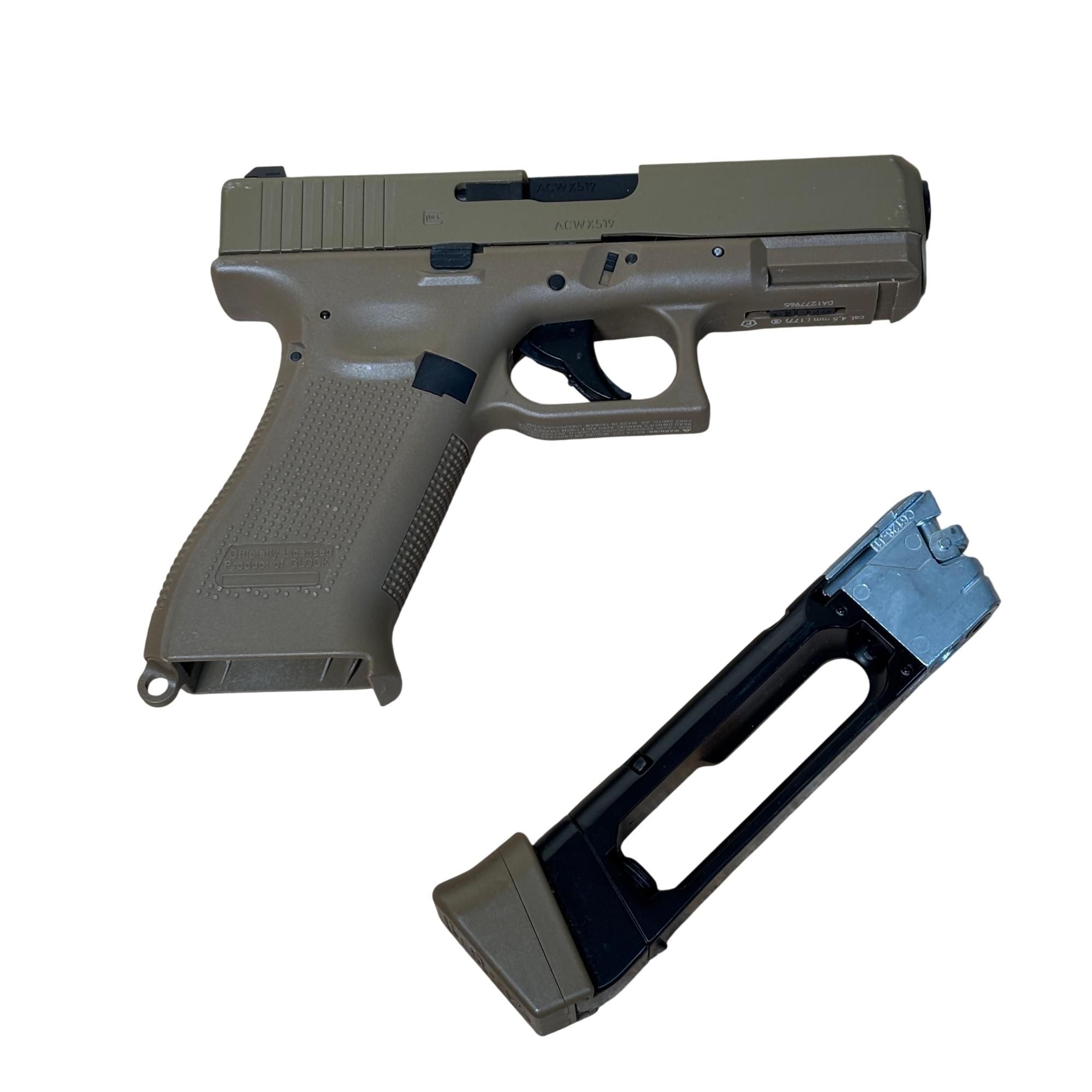 Glock 19X 4 5 mm coyote BB CO2 shot air pistol.