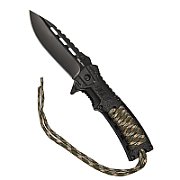 Mil-Tec Paracord folding knife with flintlock - Camo