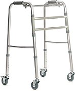Walking frame rehabilitation with 4 wheels
