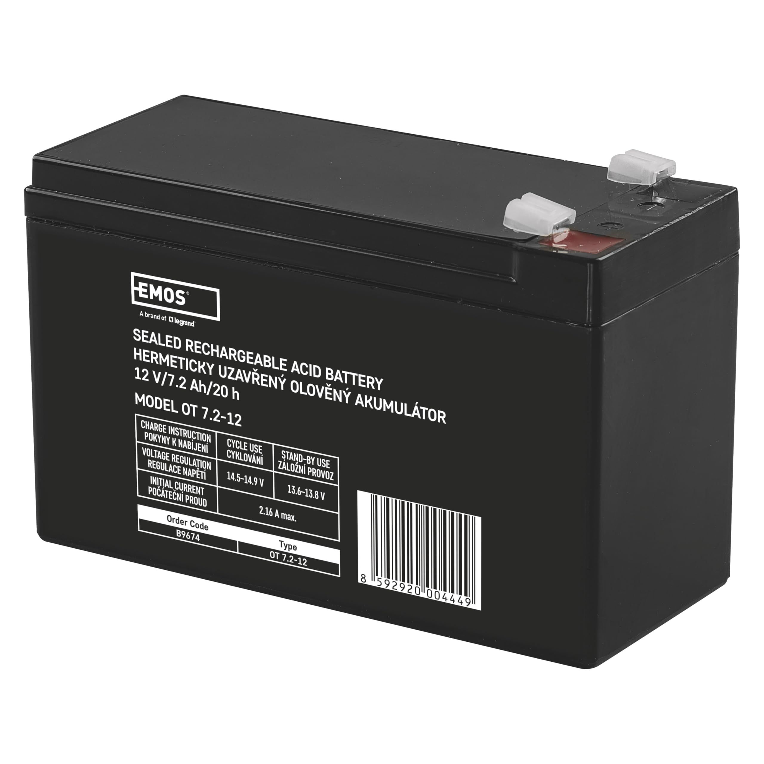 EMOS Maintance-free Pb battery12V/7 2Ah  faston 6 3 mm