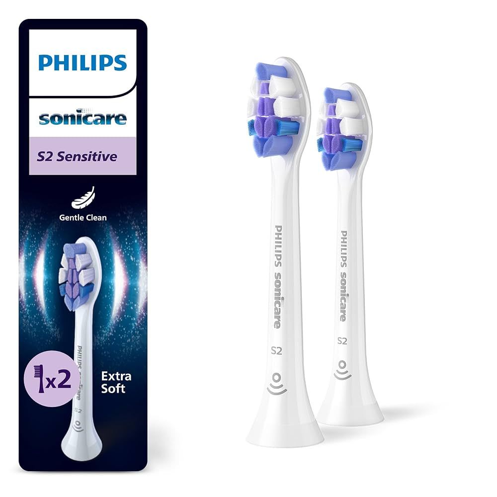 Rezerve PHILIPS Sonicare Sensitive HX6052/87, Pachet de 2 capete de periere, Standard, Click-on, Sincronizarea modurilor BrushSync, Alb, L x A x I (mm) 25.7x60x230.5