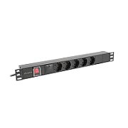 LANBERG Power Distrubution Unit PDU 19 inch 1U 16a 5x Schuko Outlets 2m Black