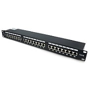 LANBERG Patch panel 24 port 1U 19inch cat.5e UTP with cable organizer black