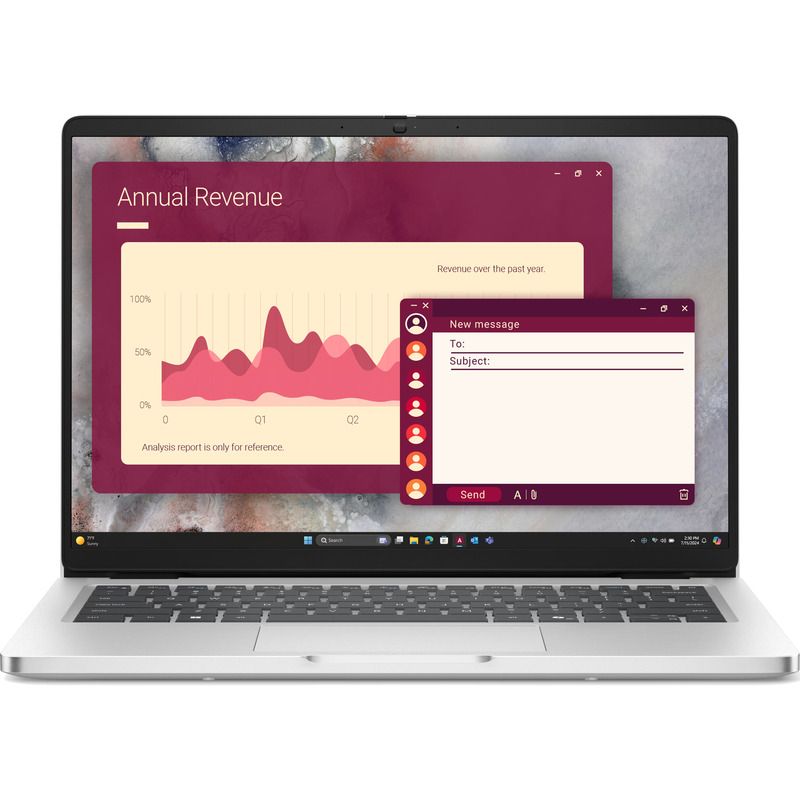 Laptop Dell Pro 14 PC14250, 14 inch 1920 x 1200, Intel 255U (12 C / 14 T, 2.4 GHz - 5.2 GHz, 12 MB cache), 16 GB DDR5, 512 GB SSD, Intel Graphics, Windows 11 Pro