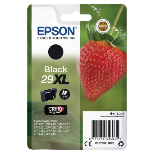 Epson Strawberry Singlepack Black 29XL Claria Home Ink