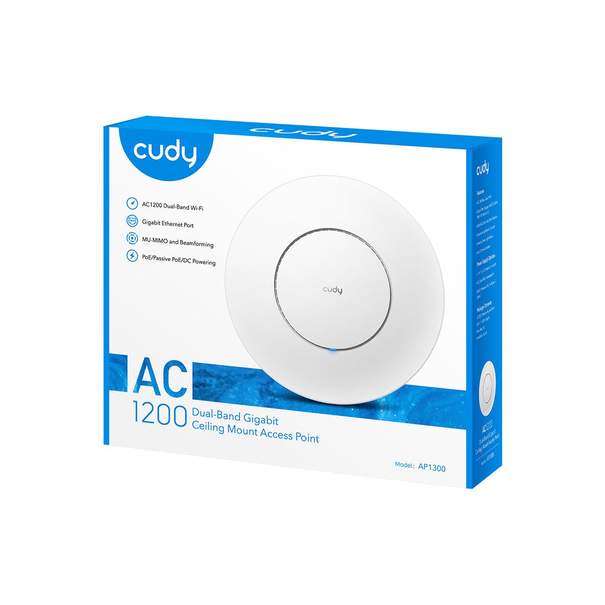 Cudy AP1300 867 Mbit/s Alb Power over Ethernet (PoE) Suport