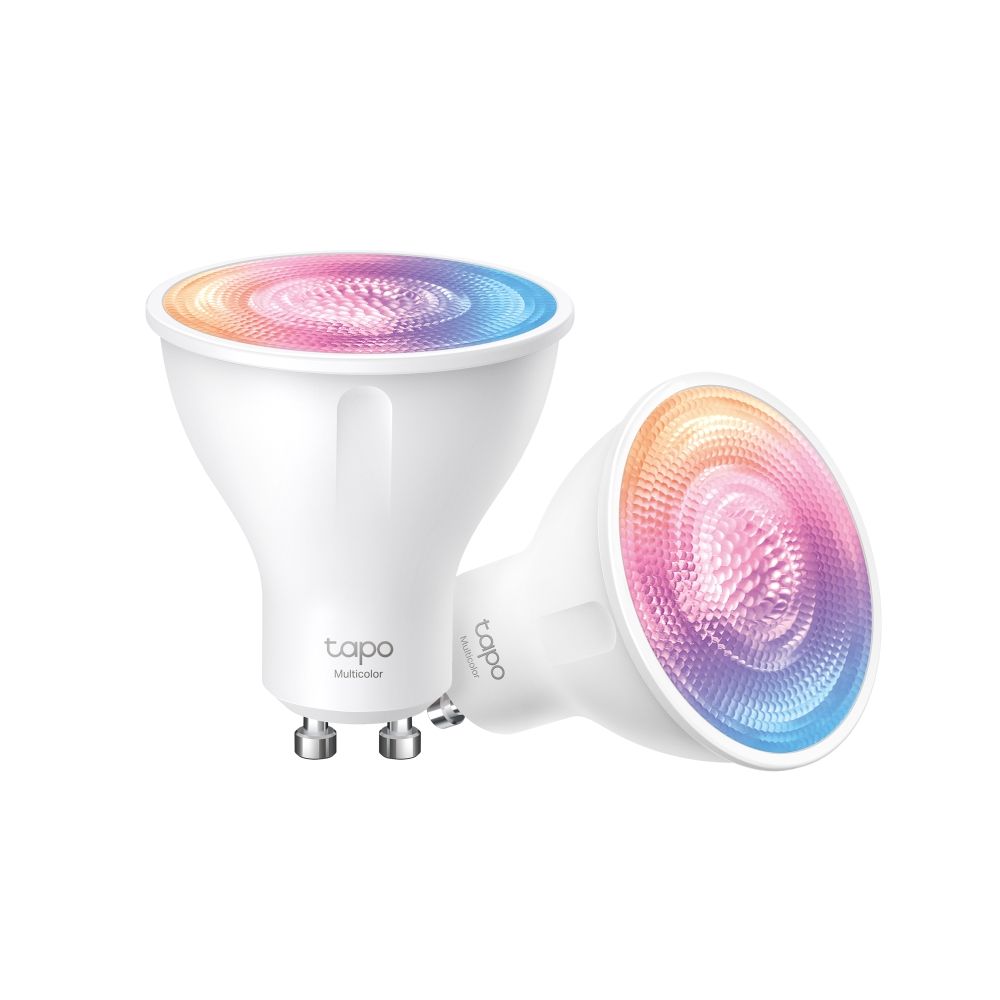 Smart Wi-Fi Spotlight, Dimmable, 2-Pack SPEC: 2.4 GHz, IEEE 802.11b/g/n, GU10 Base, 220–240 V, 50/60 Hz, 350 lm, 3.7 W, 2,200 K~6,500K, 16 Million Colors, Beam Angle 40° , 4 kWh / 1000h, lifetime up to 15,000 hrs, Energy Efficiency Class E. FEATURE: 16 Million of Colors, Dimmable, No Hub Required