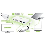 Techly IADAP USB31-DOCK2 stații de andocare și replicatoare de porturi pentru calculatoare portabile USB C Alb