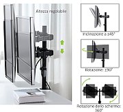 Techly ICA-LCD 482-D sistem montare monitor/stand 68,6 cm (27 ) Birou Negru