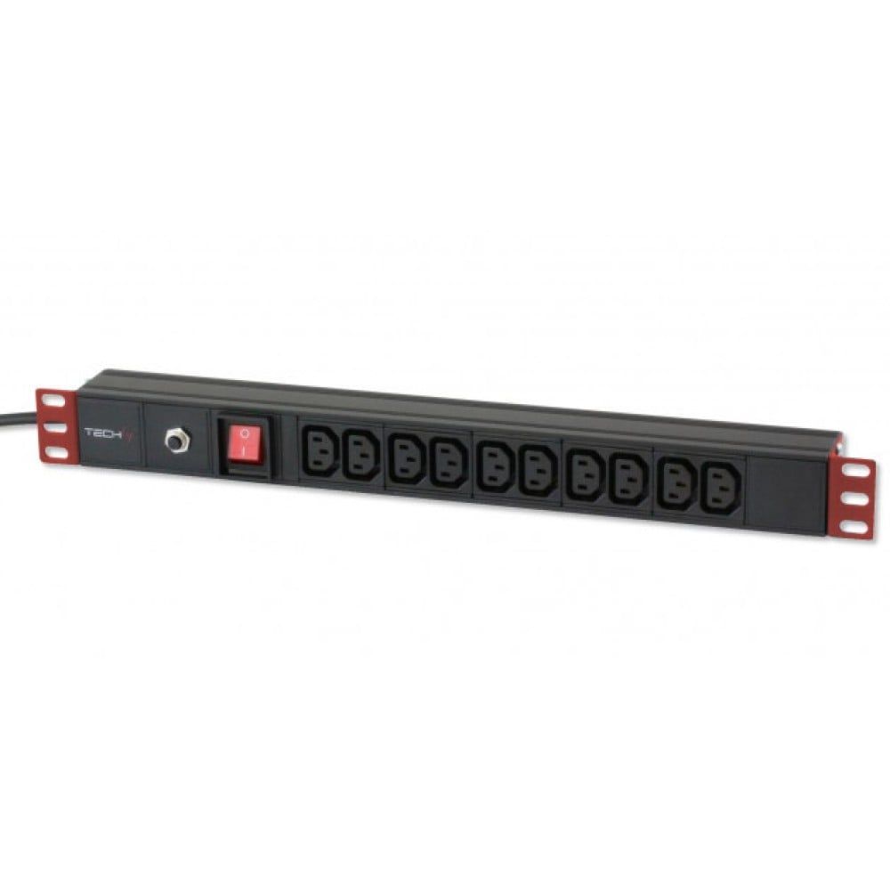 Techly I-CASE STRIP-10C unități de distribuție a energiei electrice (PDU) 10 ieșire(i) AC 1U Negru