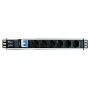 Techly I-CASE STRIP-16SH unități de distribuție a energiei electrice (PDU) 6 ieșire(i) AC 1.5U Negru, Argint