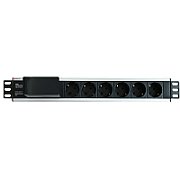 Techly I-CASE STRIP-16SH unități de distribuție a energiei electrice (PDU) 6 ieșire(i) AC 1.5U Negru, Argint