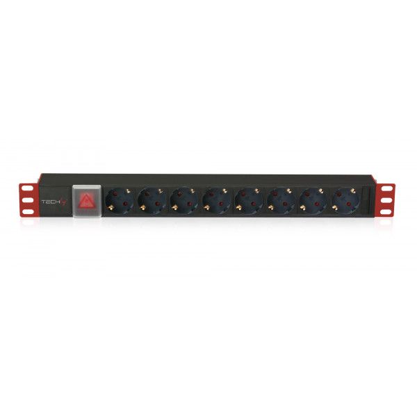 Techly I-CASE STRIP-81UD unități de distribuție a energiei electrice (PDU) 8 ieșire(i) AC 1U Negru, Roşu