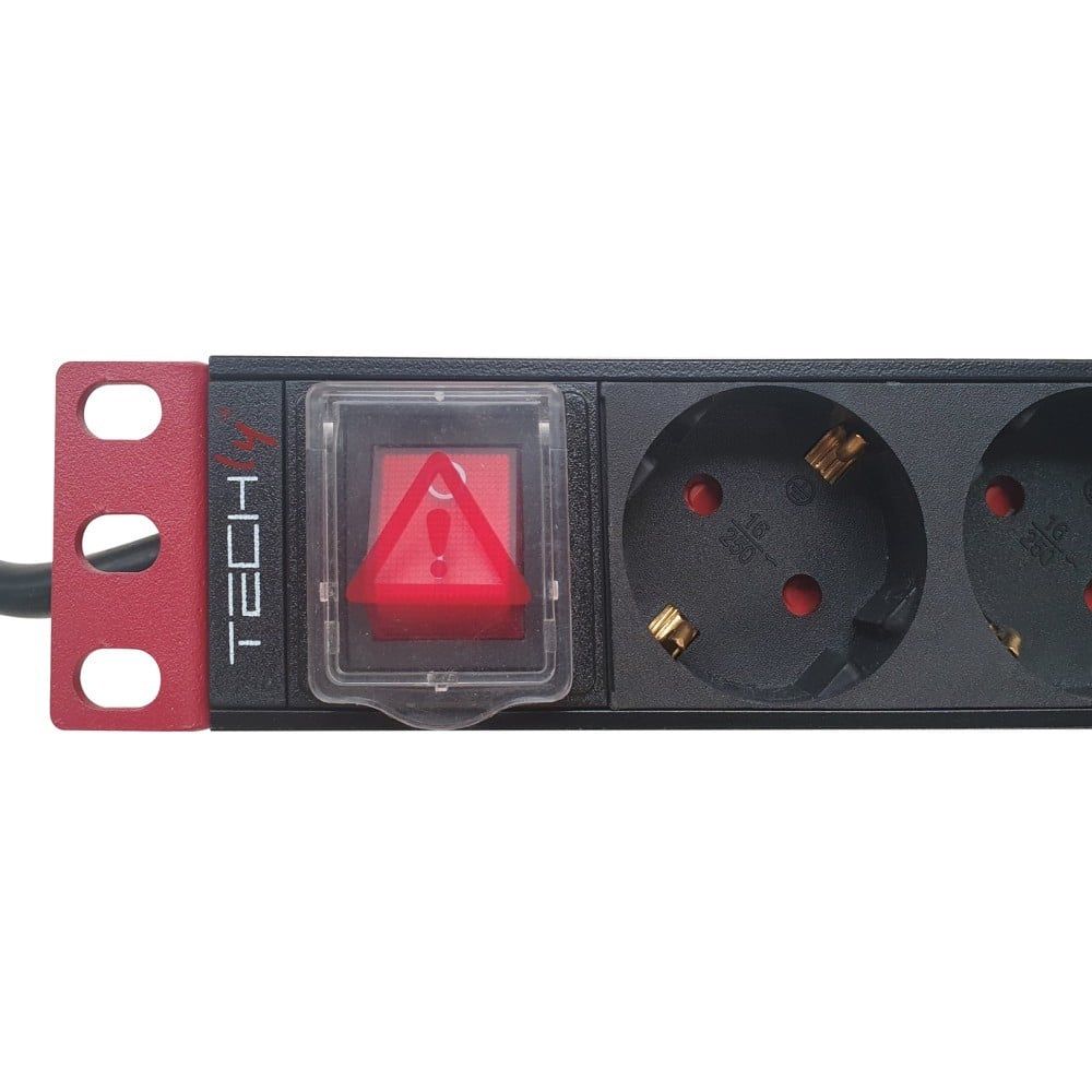 Techly I-CASE STRIP-91UD unități de distribuție a energiei electrice (PDU) 9 ieșire(i) AC 1U Negru, Roşu