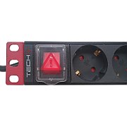Techly I-CASE STRIP-91UD unități de distribuție a energiei electrice (PDU) 9 ieșire(i) AC 1U Negru, Roşu