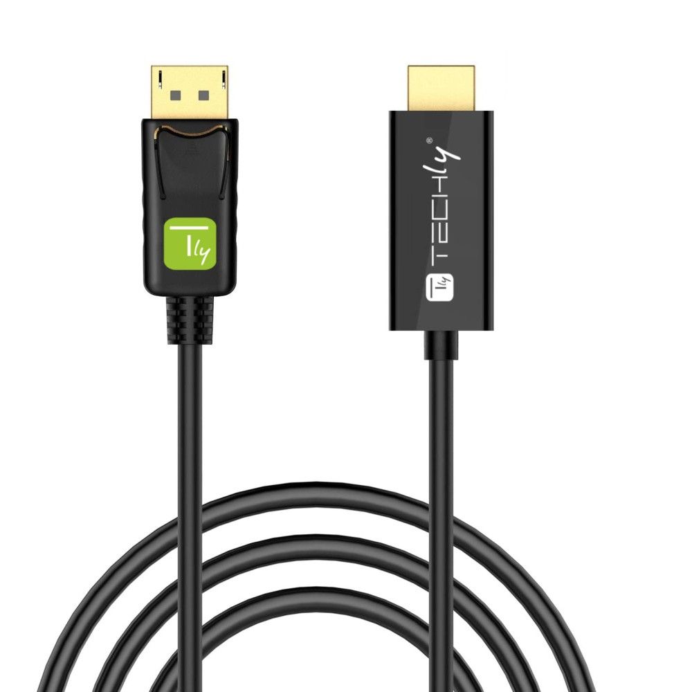 Techly ICOC DSP-H12-020 adaptor pentru cabluri video 2 m DisplayPort HDMI Negru